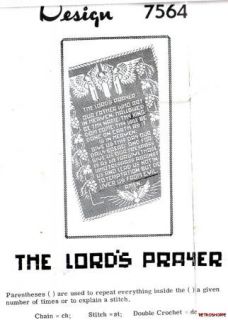 Vintage ORIGINAL Filet Crochet Pattern The Lords Prayer Panel # 7082 