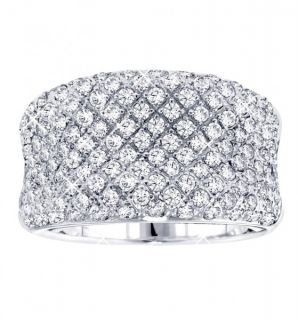   TW Pave Set Concave Natural Diamond Anniversary Ring in 14k White Gold