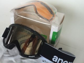 New Anon Helix Black Silver Spare Amber Lens Goggles Fast SHIP Snow 
