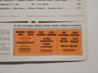 The Munsters Andy Griffith Show Hitchcock Universal Studios Menu 1966 