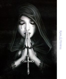 Anne Stokes Wall Art Scroll Gothic Prayer Tearful Goth Girl with 