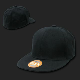18 Black Fitted Flat Bill Flex Caps Hats Lot s M L XL