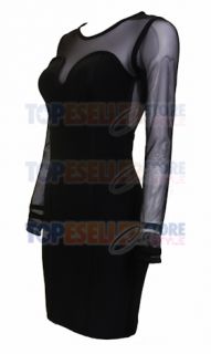 Anna Paquin Black Mesh Long Sleeve Bandage Dress XS s M L Celebrity 