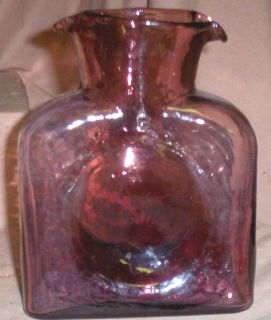 Vintage Blenko Art Glass Purple Amethyst Double Spouted Jug