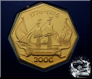 Netherlands Antilles 200 Gulden 1976 Proof Gold Oro or 174