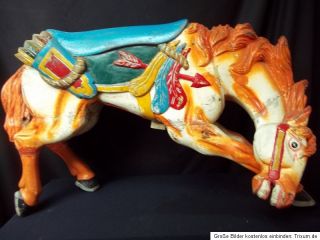 Antique Carousel Horse Cirmes USA 1930s Indians Cowboy Horse Wood 