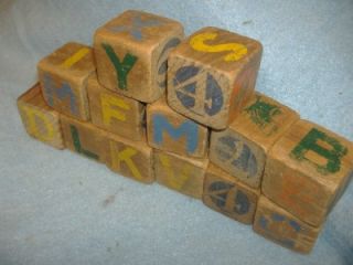 1940 childrens wood wagon abc number blocks antique baby wooden pull 