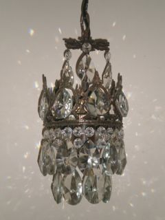 Antique Crystal Chandelier Lamp Lighting Cast Bronze