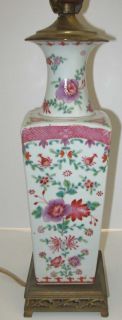 Antique Porcelain Chinese Floral Vase Lamp