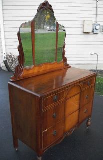 Antique Dresser Mirror 3 DRAWER DRESSER Carved Wood Dovetail Joints 