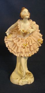 Antique Dresden Germany Lace Ballerina Porcelain Figurine