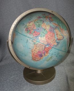 Antique Replogle Stereo Relief World Globe and Stand