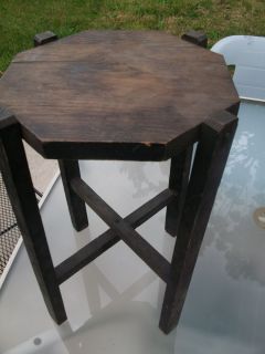 Antique Small Octagonal Wooden Plant Stand or End Table