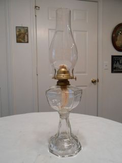 Antique Glass Paneled Kerosene Oil Table Lamp with Eagle Burner