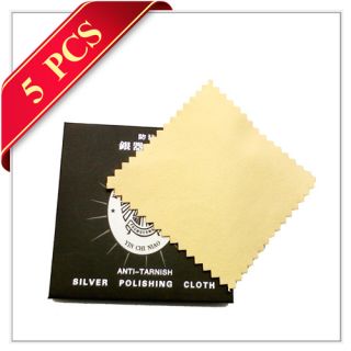 5PC Anti Tarnish Silver Polishing Cloth, Good Gift To Care Sterling 