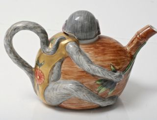 capodimonte antique monkey hugging coconut porcelain teapot