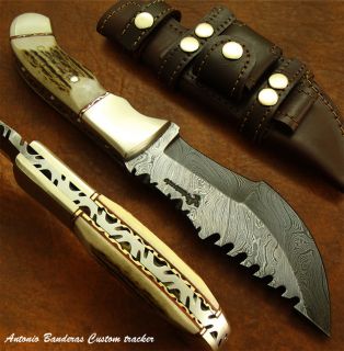 Antonio Banderas 1 of A Kind Custom Bushcraft Damascus Tracker Knife 