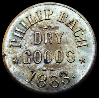   War store card token Philip Bach Dry Goods Ann Arbor Michigan brass R6