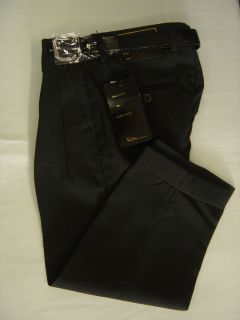 Boys Charcoal Fancy Pleated Dress Pant with Belt New Sizes 4 to 18 