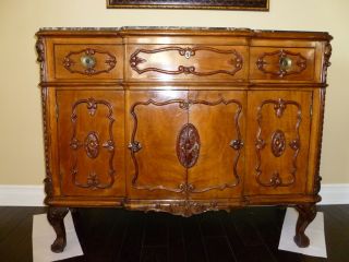 Antique French Provincial Buffet Sideboard with Marble Top