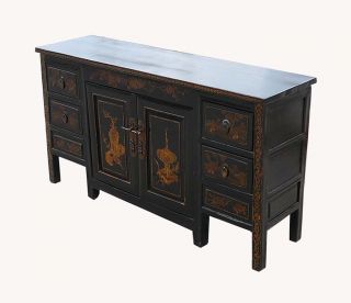 Chinese Antique Gold Paint Console Buffet Table WK975