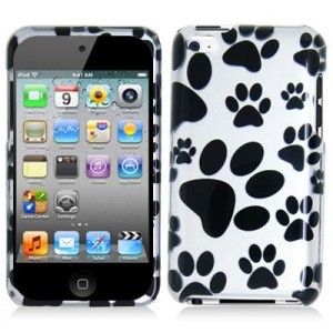   and white dog paw print hard snap on case for apple ipod touch 4th gen