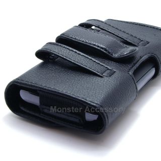 ASMYNA Black Leather Holster Pouch Case Belt Clip for Apple iPhone 5 