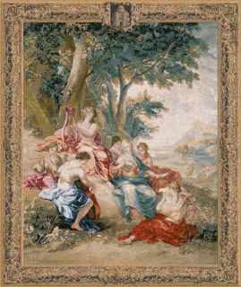 MYTHOLOGICAL PICTURE WALL TAPESTRY APOLLO GOD AND MUSES 49x39