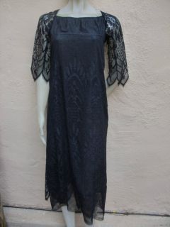 Anna Sui Gorgeous Vintage Inspired Black Metallic Lace Victorian Goth 