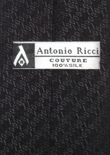 Antonio Ricci Silk Necktie Black Jacquard Neck Tie New