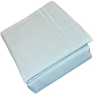 6pcs Aqua Blue Soft Microfiber Sheet Set with Embroidered Pillowcases 