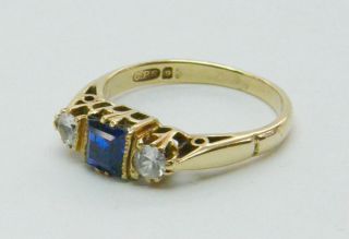 Beautiful 1950s Vintage Gold Cobalt Blue White Sapphire Ring Natural 