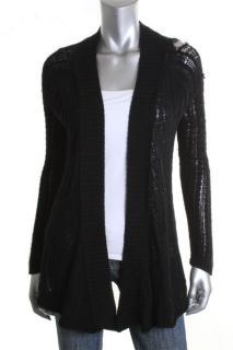 Aqua Black Cashmere Long Sleeve Open Front Cardigan Sweater XS BHFO 