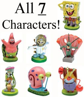 Mini Spongebob Aquarium Decorations All 7 Toy Characters Fish Tank 