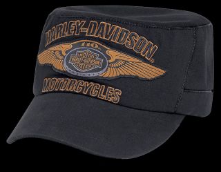 Harley Davidson 110th Anniversary Winged Logo Flat Top Hat
