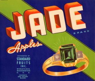 Jade Brand Vintage Apple Crate Label Wenatchee WA
