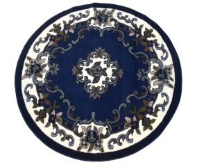 Navy Blue Persian Floral Weaver 5x5 Round Area Rug Actual Size 410 x 