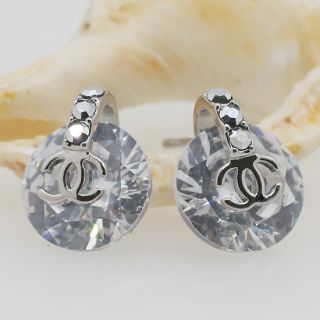 Clear Swarovski Crystal Argent Rounded Stud Earrings