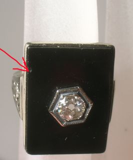   Antique 14K GOLD Old European Cut Diamond & ONYX RING Vintage Jewelry