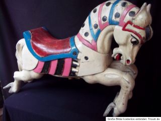 ANTIQUE CAROUSEL HORSE USA 1930s CIRMES KNIGHT´S HORSE WOOD