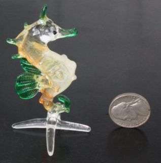 Figurine Miniature Animal Hand Blown Glass Seahorse Aquarium