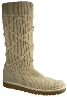 New $160 UGG Australia Classic Argyle Knit Women Boots US 10 Cream 