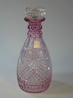 Antique Bohemian Glass Ruby Overlay Cut Glass Decanter