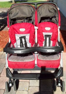 Peg Perego Aria Twin Double Stroller   Tango Red   60/40   Great used 