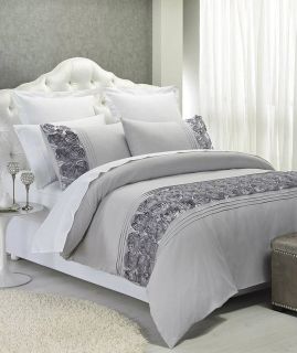 PALAZZO Silver Romantic Roses~KING Size Quilt Doona Cover Set
