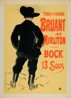 1951 Aristide Bruant Mirliton Toulouse Lautrec Litho.   ORIGINAL