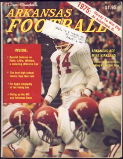 1975 Arkansas Football Magazine Mike Kirkland