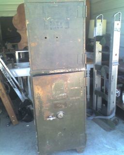 ANTIQUE COMBINATION MILITARY SAFE W/ ADJUSTABLE COMBINATION 2 SAFES IN 