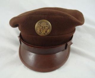 WWII U.S. Army Air Force Enlisted Mans Service Brown Wool Cap Size 6 7 