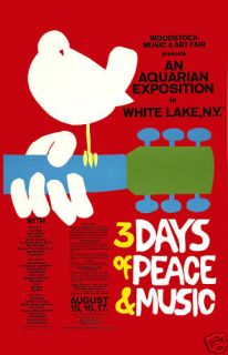 Age of Aquarius Music Festival Woodstock Concert Poster 1969